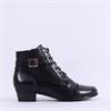 Regarde Le Ciel Low Heel Laced Buckle - Black Leather
